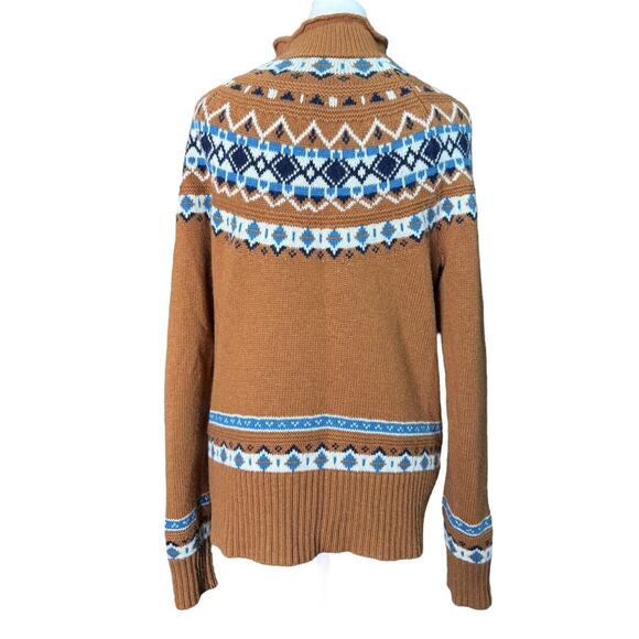 J Crew Southwestern Adobe Sz Small Wool Blend Fair Isle Rust Gold Aztec Sweater - Picture 5 of 7